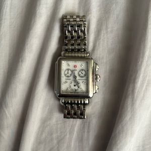 Michele Deco watch with mother of pearl face and diamonds. Chronographs.